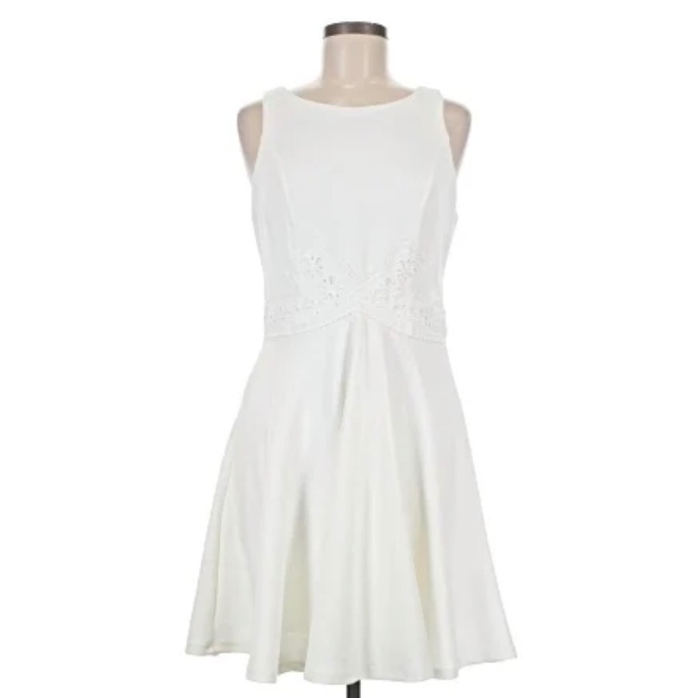 NWT WHITE DRESS Sleeveless Short Fit Flare Bride Sorority Rush Graduation Lace